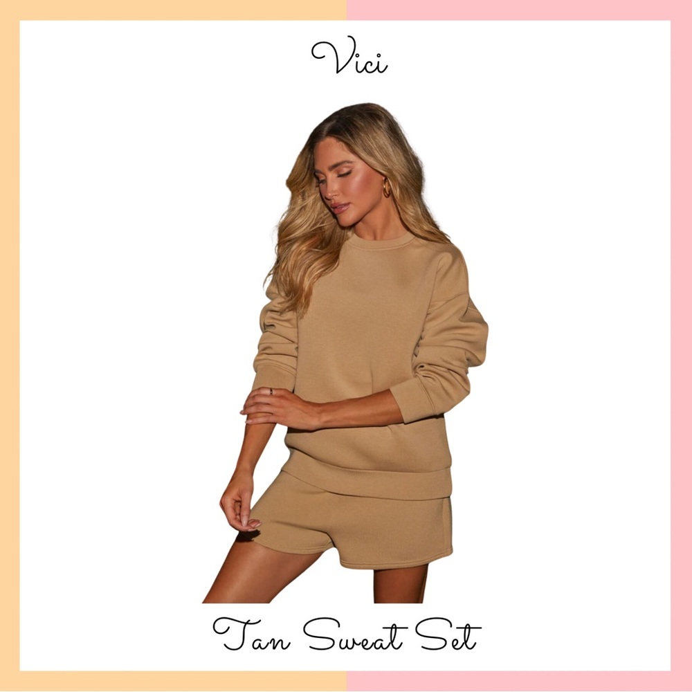 Vici Tan Sweatshirt & Shorts Set